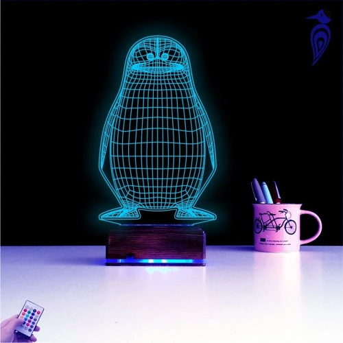 Penguen Çocuk Odası Tasarım 3D Lamba - Masa Gece Lambası