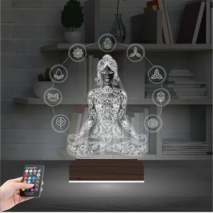 Yoga Yogacı Lotus 3D Lamba - Masa Gece Lambası