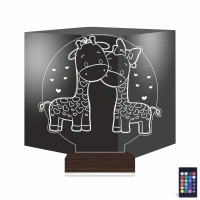 Zürafa Kalp Çocuk Odası 3D Lamba - Masa Gece Lambası