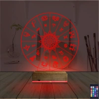 Astroloji Burç Lotus 3D Lamba - Masa Gece Lambası