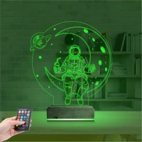 Astronot Ay Gezegen 3D Lamba - Masa Gece Lambası