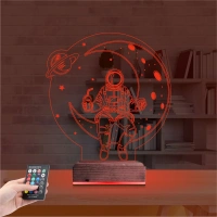 Astronot Ay Gezegen 3D Lamba - Masa Gece Lambası