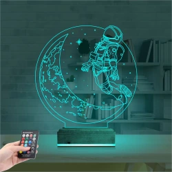 Astronot Ay 3D Lamba - Masa Gece Lambası Astronot Ay 3D Lamba - Masa Gece Lambası