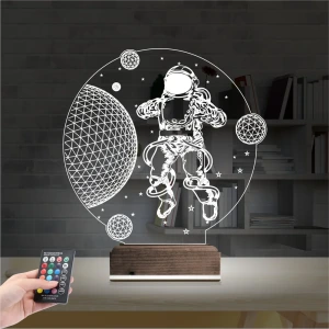 Astronot Gezegen 3D Lamba - Masa Gece Lambası