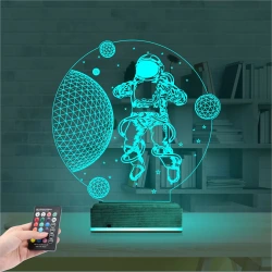 Astronot Gezegen 3D Lamba - Masa Gece Lambası Astronot Gezegen 3D Lamba - Masa Gece Lambası