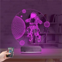 Astronot Gezegen 3D Lamba - Masa Gece Lambası