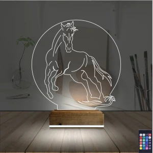 At Tasarım 3D Lamba - Masa Gece Lambası