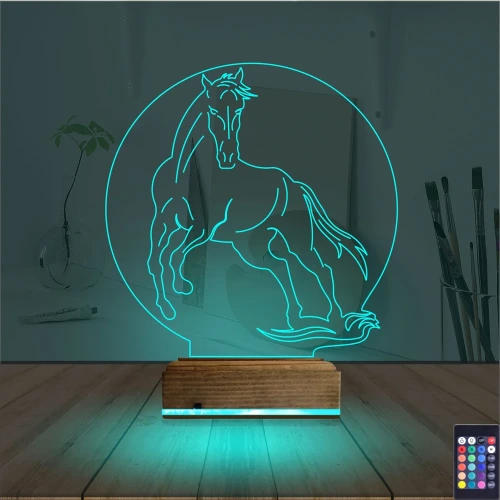 At Tasarım 3D Lamba - Masa Gece Lambası