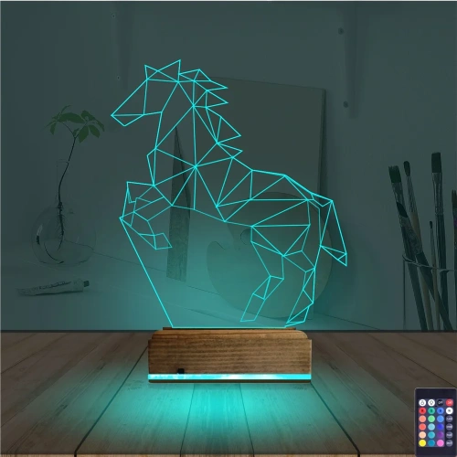 At Tasarım Polygonal 3D Lamba - Masa Gece Lambası