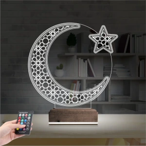 Ay Yıldız Türk Bayrağı 3D Lamba - Masa Gece Lambası