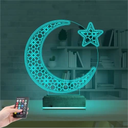 Ay Yıldız Türk Bayrağı 3D Lamba - Masa Gece Lambası Ay Yıldız Türk Bayrağı 3D Lamba - Masa Gece Lambası
