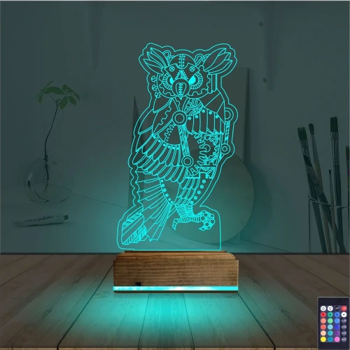 Baykuş Tasarım 3D Lamba - Masa Gece Lambası