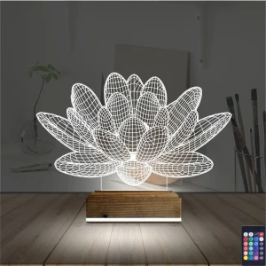 Lotus Çiçek Yoga 3D Lamba - Masa Gece Lambası Lotus Çiçek Yoga 3D Lamba - Masa Gece Lambası