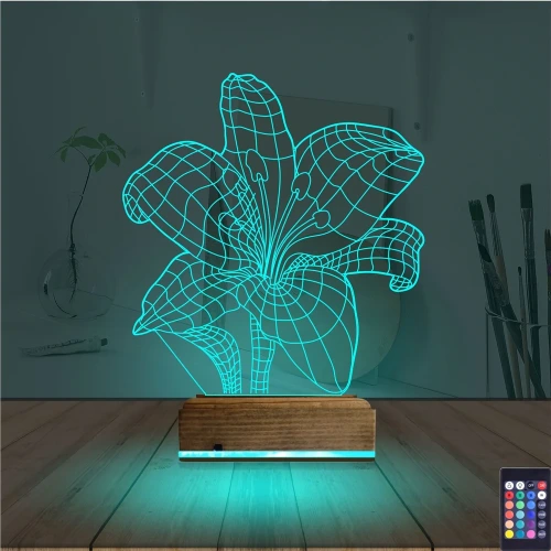 Orkide Çiçek 3D Lamba - Masa Gece Lambası