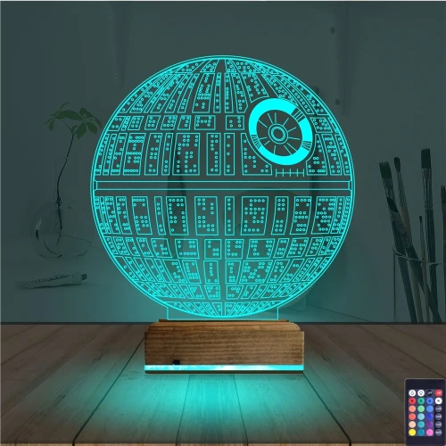 Death Star Ölüm Yıldızı 3D Lamba - Masa Gece Lambası