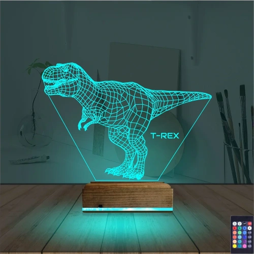 Dinozor T-rex 3D Lamba - Masa Gece Lambası