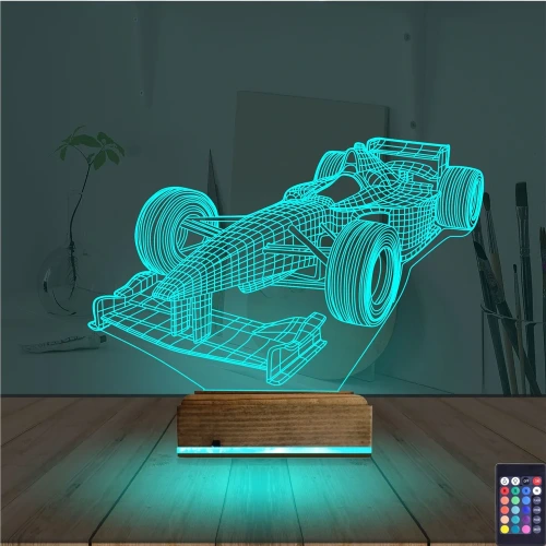 Formula Yarış Arabası 3D Lamba - Masa Gece Lambası