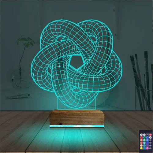 Geometrik Dekoratif 3D Lamba - Masa Gece Lambası