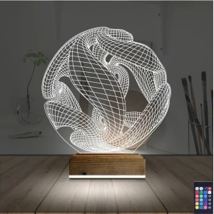 Geometrik Dekoratif 3D Lamba - Masa Gece Lambası