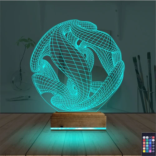Geometrik Dekoratif 3D Lamba - Masa Gece Lambası