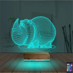 Gergedan 3D Lamba - Masa Gece Lambası Gergedan 3D Lamba - Masa Gece Lambası