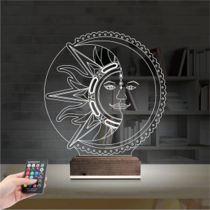 Mistik Güneş Ay 3D Lamba - Masa Gece Lambası Mistik Güneş Ay 3D Lamba - Masa Gece Lambası