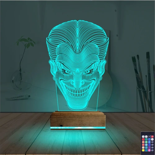 Joker Face 3D Lamba - Masa Gece Lambası