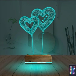 Balon Kalp Love Sevgiliye Hediye 3D Lamba - Masa Gece Lambası