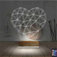 Kalp Sevgiliye Hediye Polygonal 3D Lamba - Masa Gece Lambası