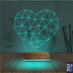 Kalp Sevgiliye Hediye Polygonal 3D Lamba - Masa Gece Lambası