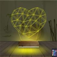 Kalp Sevgiliye Hediye Polygonal 3D Lamba - Masa Gece Lambası
