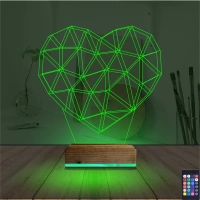 Kalp Sevgiliye Hediye Polygonal 3D Lamba - Masa Gece Lambası