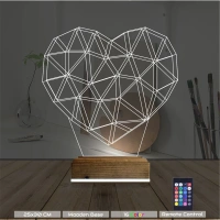 Kalp Sevgiliye Hediye Polygonal 3D Lamba - Masa Gece Lambası