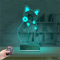 Sevimli Kedi 3D Lamba - Masa Gece Lambası