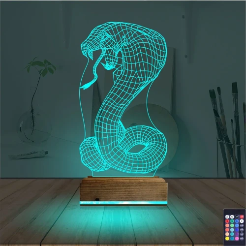Kobra Yılan 3D Lamba - Masa Gece Lambası