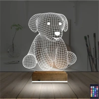 Köpek Çocuk Odası 3D Lamba - Masa Gece Lambası