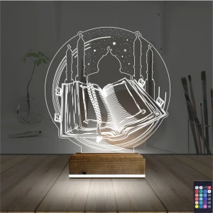 Kuran-ı Kerim Cami 3D Lamba - Masa Gece Lambası Kuran-ı Kerim Cami 3D Lamba - Masa Gece Lambası
