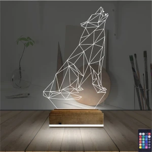 Kurt Polygonal 3D Lamba - Masa Gece Lambası
