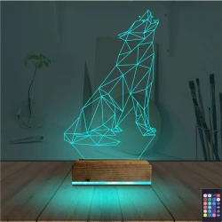 Kurt Polygonal 3D Lamba - Masa Gece Lambası