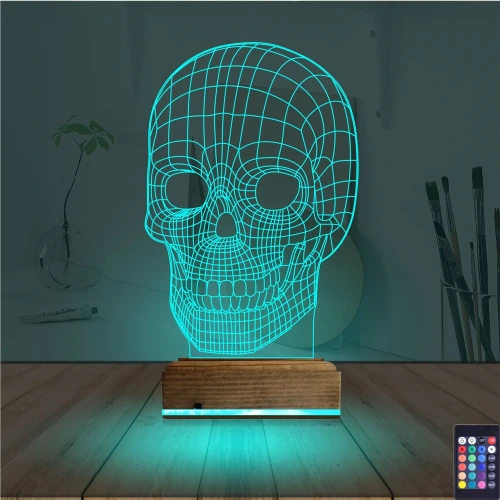 Kuru Kafa İskelet 3D Lamba - Masa Gece Lambası