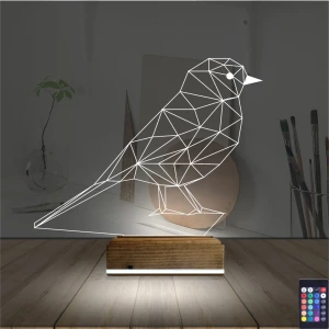 Kuş Kanarya Taraftar 3D Lamba - Masa Gece Lambası