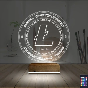 Crypto Lite Coin 3D Lamba - Masa Gece Lambası