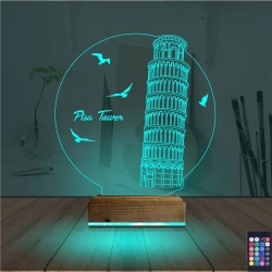 Pisa Kulesi 3D Lamba - Masa Gece Lambası