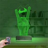 Rock Hand Müzik 3D Lamba - Masa Gece Lambası