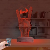 Rock Hand Müzik 3D Lamba - Masa Gece Lambası