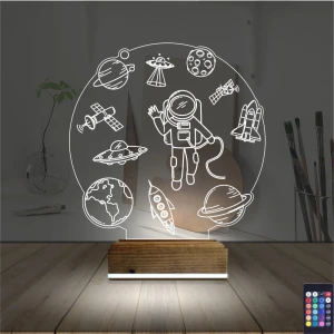 Uzay Gezegen Astronot Ufo 3D Lamba - Masa Gece Lambası Uzay Gezegen Astronot Ufo 3D Lamba - Masa Gece Lambası