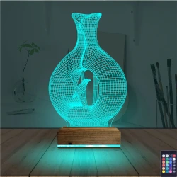 Minimalist Vazo Kuş 3D Lamba - Masa Gece Lambası Minimalist Vazo Kuş 3D Lamba - Masa Gece Lambası