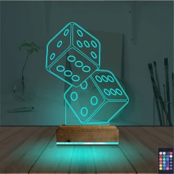 Zar Şans 3D Lamba - Masa Gece Lambası Zar Şans 3D Lamba - Masa Gece Lambası