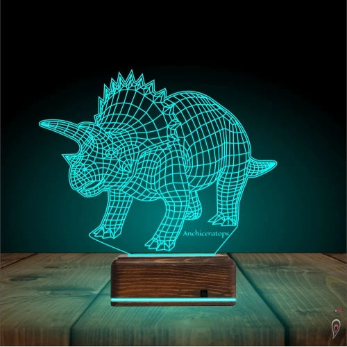 Dinozor Anchiceratops 3D Lamba - Masa Gece Lambası