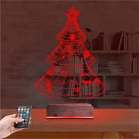 Yılbaşı Ağacı Mutlu Yıllar 3D Lamba - Masa Gece Lambası